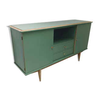 Vintage wooden and green sideboard