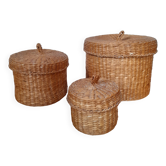 Set of 3 vintage wicker boxes