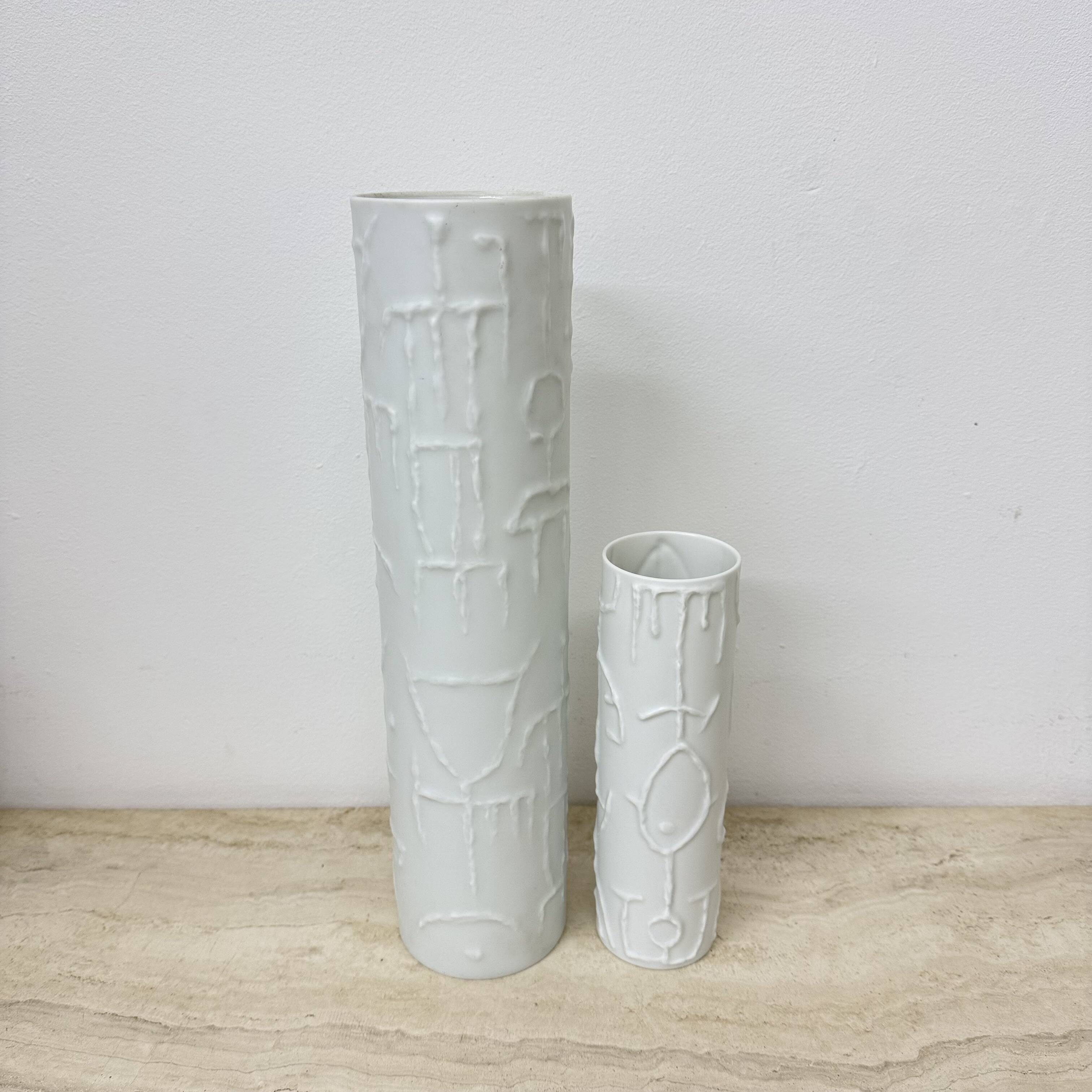 Set of 2 Abstract porcelain Vases by Cuno Fischer for Rosenthal, Germany, 1