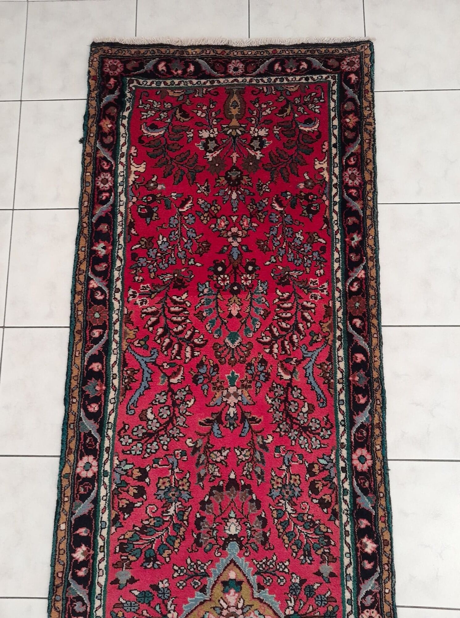 Handmade Persian Sarough hallway rug 320x84cm