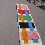 Handmade natural wool hallway rug, size 75 x 300 cm