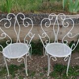Salon de jardin ancien en fer plein milieu xxeme