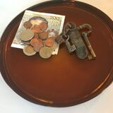 Empty vintage amber glass pocket