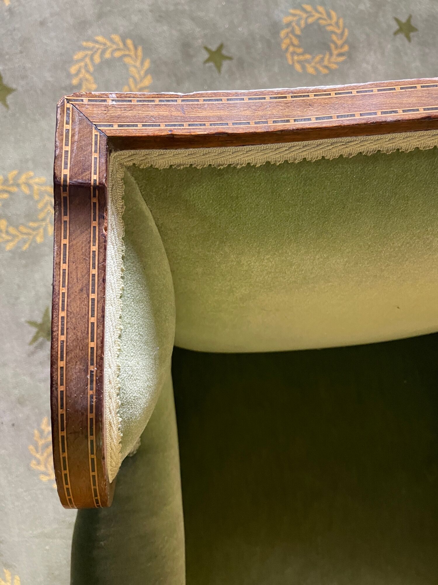 Pair of English armchairs green velvet