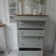 Louis Philippe style chest of drawers, 7 drawers, in verdigris, wooden top