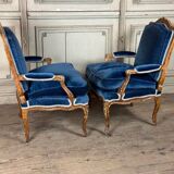 Pair Of Armchairs For Queen Louis XV, Carved “oak” Wood 18th Century