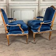 Pair Of Armchairs For Queen Louis XV, Carved “oak” Wood 18th Century