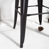 Industrial style bar chair Black metal and dark wood seat with backrest height 66cm