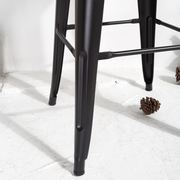 Industrial style bar chair Black metal and dark wood seat with backrest height 66cm