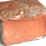 Rectangular ceramic vase, abstract decoration in relief, 70s