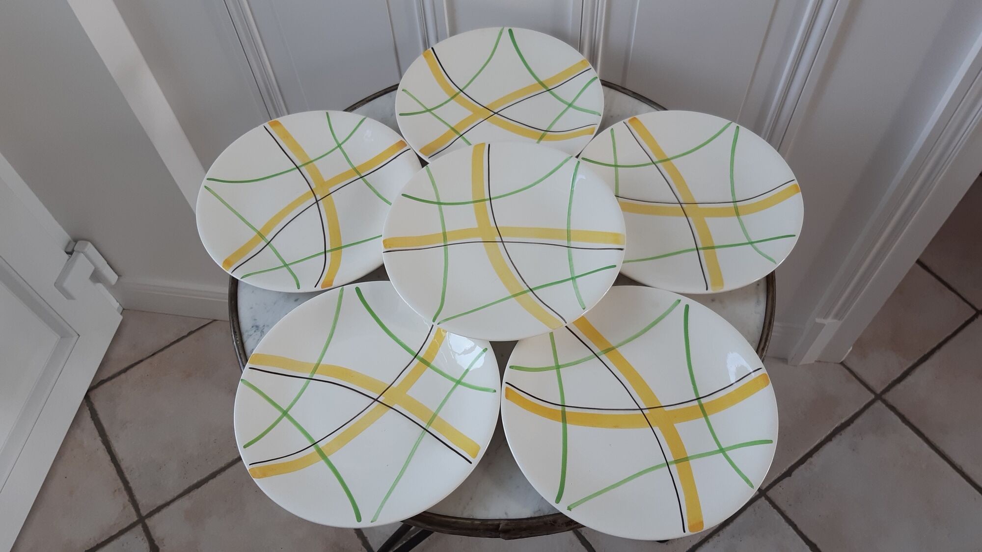 Set of 6 flat plates Gien model Sarabande years 50-60