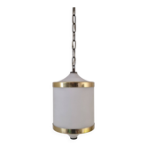 Lustre en verre opalin italien du milieu du siècle, acrylique et laiton – années 1960
