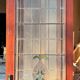 Late 19th century store doors, haberdashery front with Art Nouveau stained glass windows