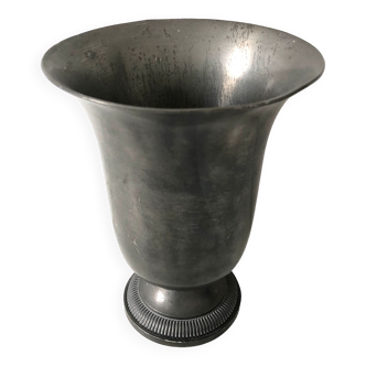 Stamped grey pewter antique vase