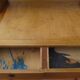 Bureau vintage pieds compas bois massif étagères