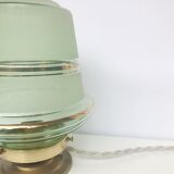 Lampe à poser verre granit vert liseré doré