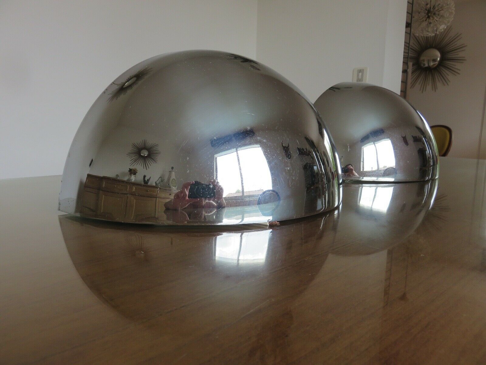Pair of art Deco wall lamps in chrome brass shape basin 40s 50s