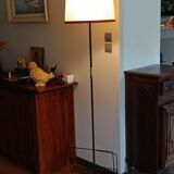 vintage wrought iron floor lamp with magazine rack 1960