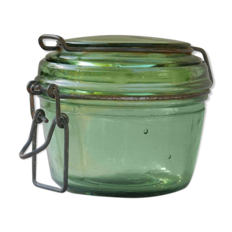 Small green glass jar / Durfor brand / France / Kitchen range / zero waste
