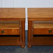 White Genesis Biedermeier Style Bedside Tables by American Hickory, Set of 2
