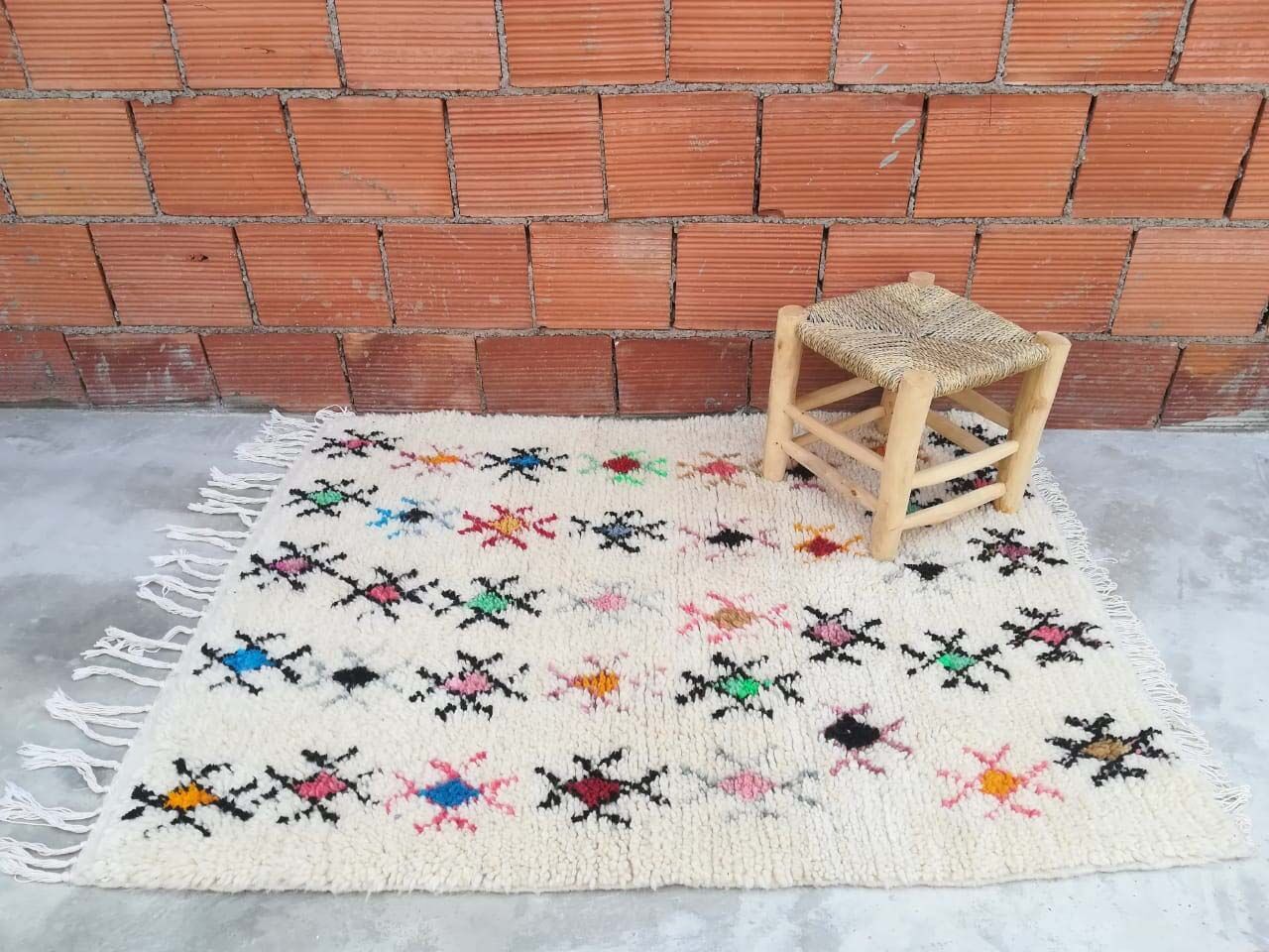 Handmade berber neon carpet 130 x 98 cm