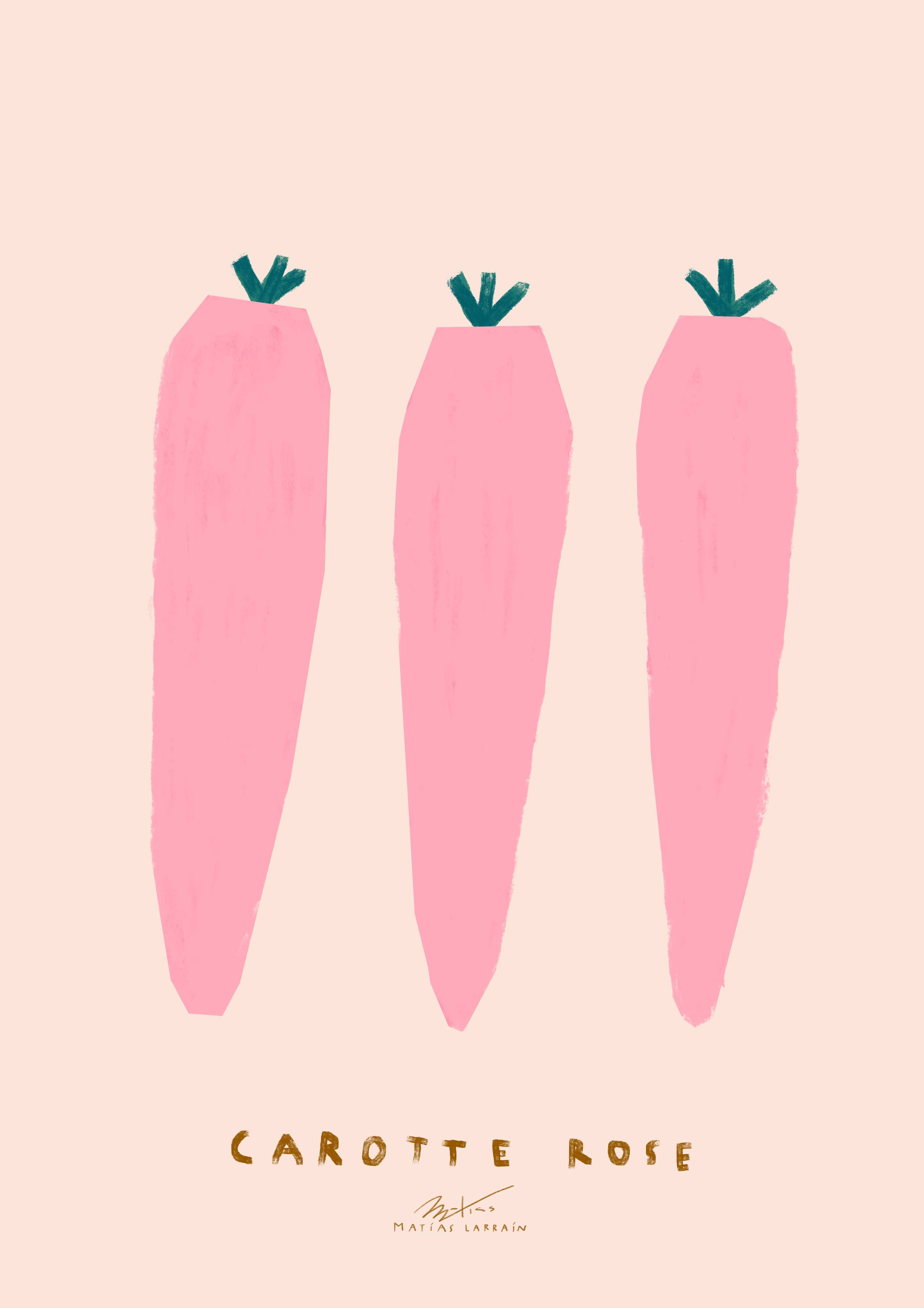 Poster printed in giclee quality with illustration of carrots