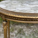 Table de milieu bois doré et marbre du début XXème siècle