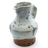 Enamelled sandstone pitcher with blue shades by Anne Kjaersgaard, La Borne