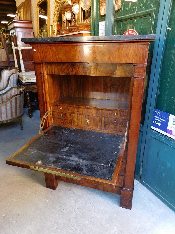 Secretaire a abattant directoire en ronce de noyer du xix ème siecle