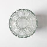 Vintage Solid Heavy Clear Hand Pressed Glass Flower Vase / Italy / 1960s