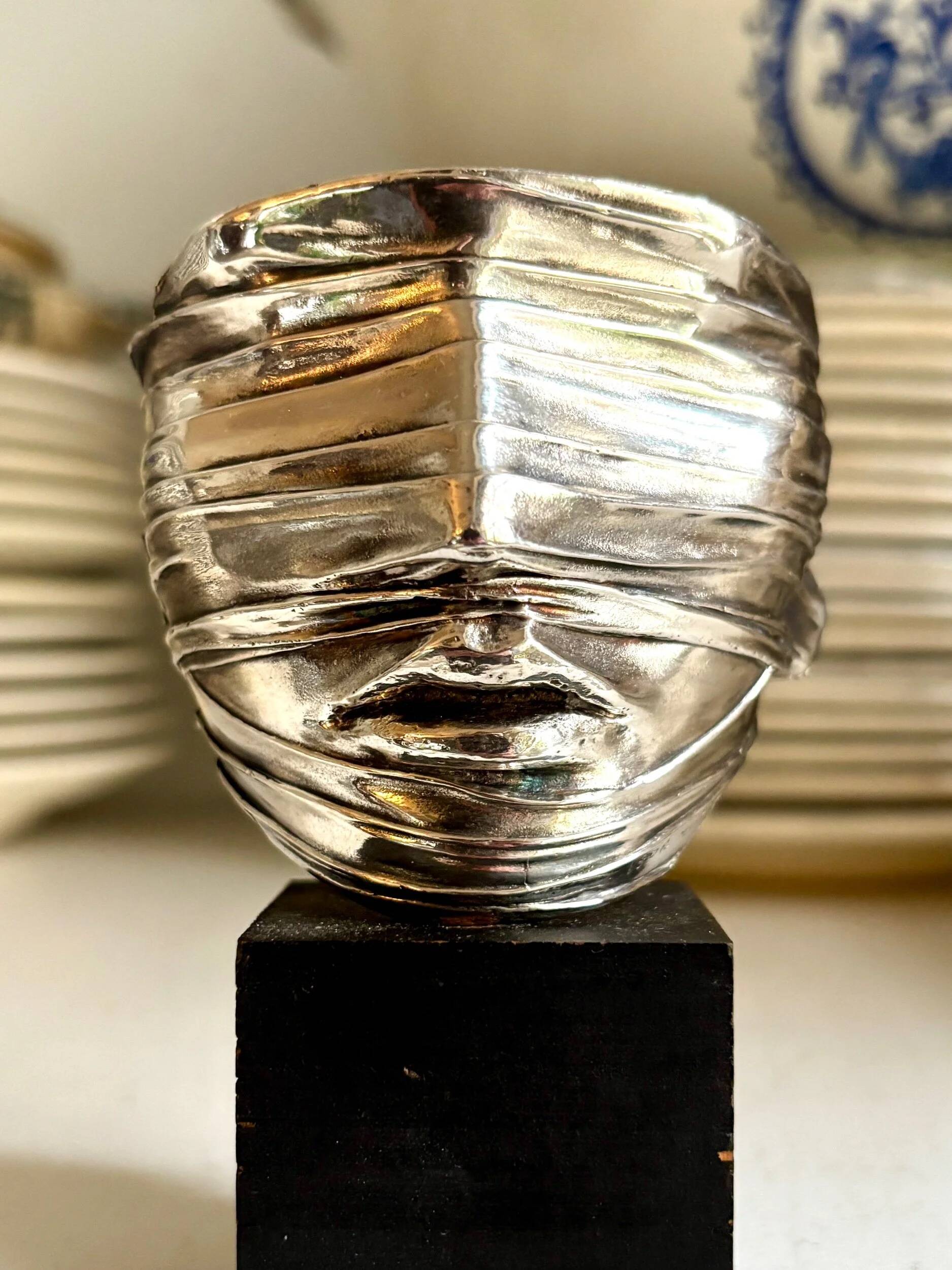 Silver-plated metal sculpture signed Igor Mitoraj for Christofle, 1977
