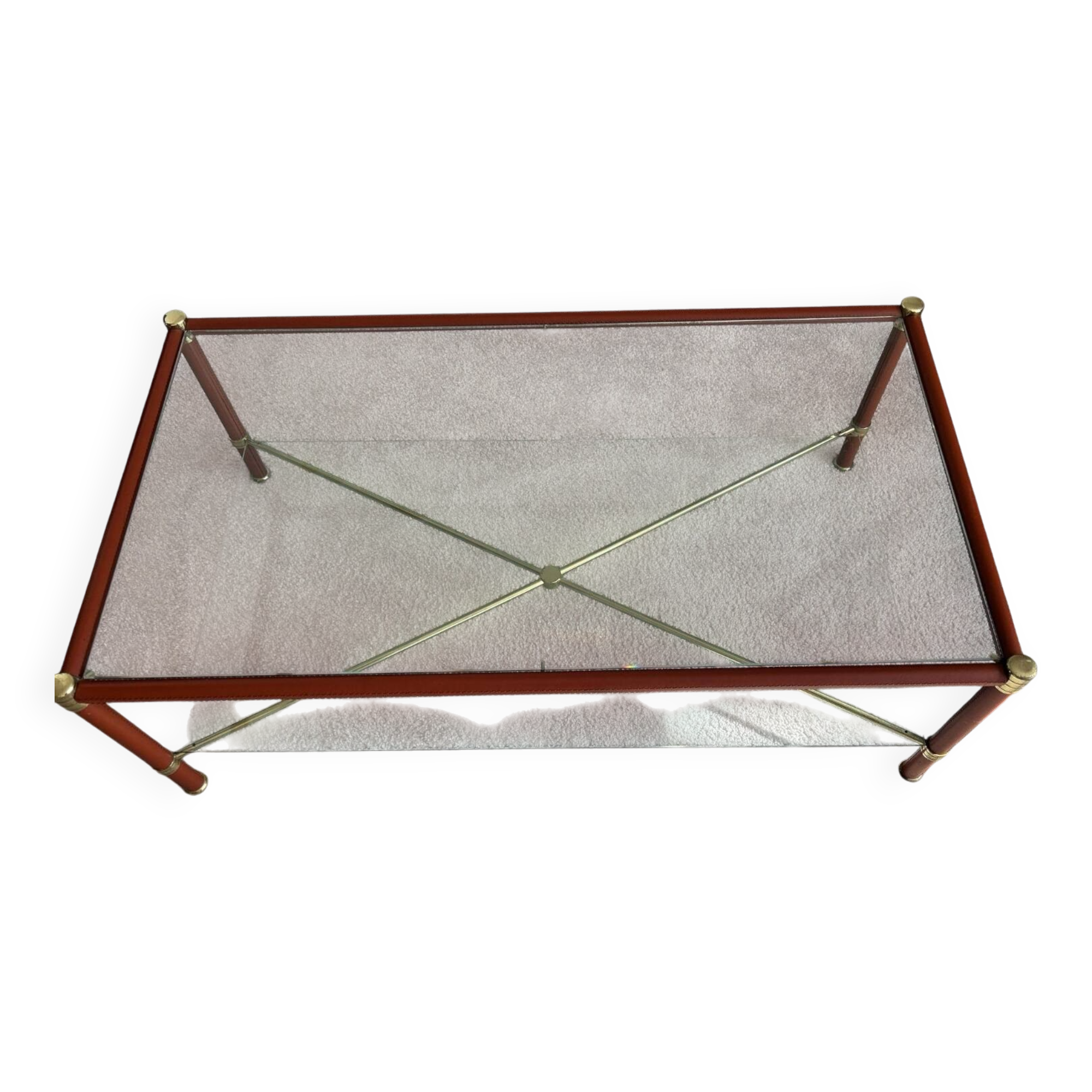 Table basse en verre et cuir