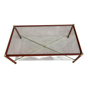 table basse en verre - cuir