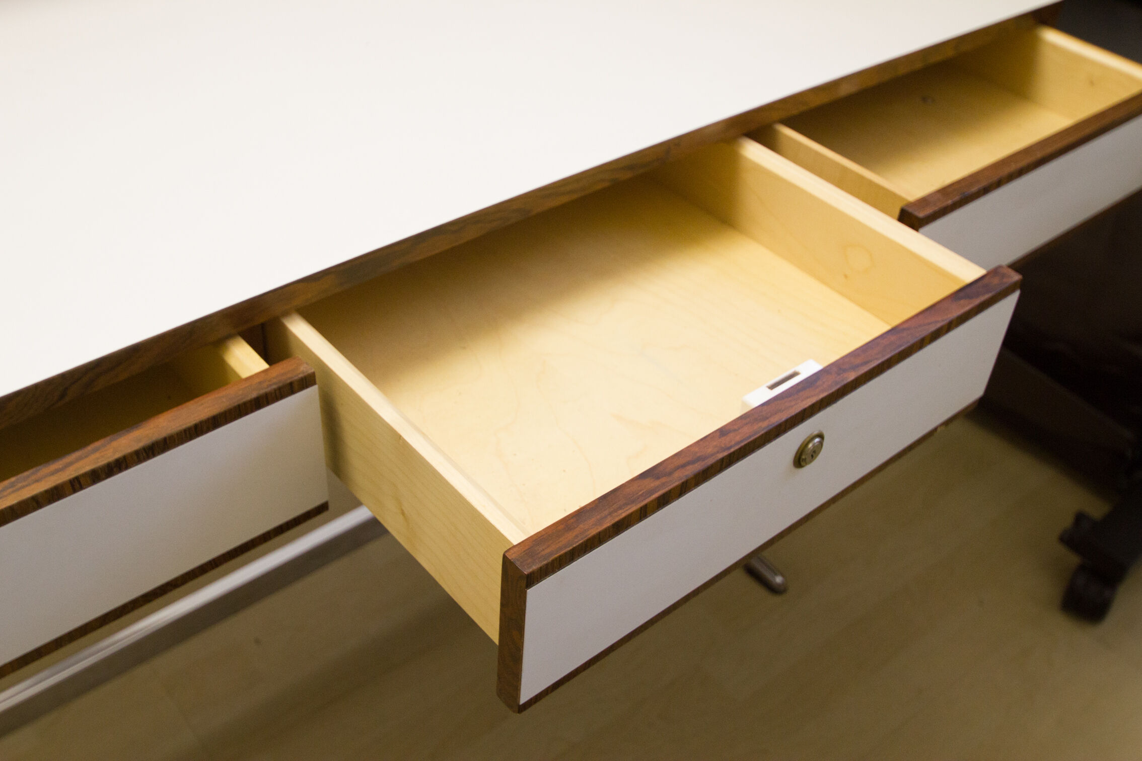70s Desk in rosewood and chrome
