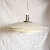 White pendant light, Scandinavian, space age, Poulsen style, 1990.