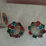 Pair of 70s Rainbow tealight holders