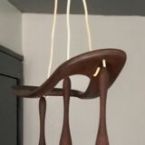3-lamp suspension Rispal teak and opalines - 1950