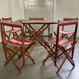 Authentic French outdoor terrace set, 5 chairs and table