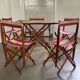 Ensemble de terrasse d'extérieur authentique français, 5 chaises et une table