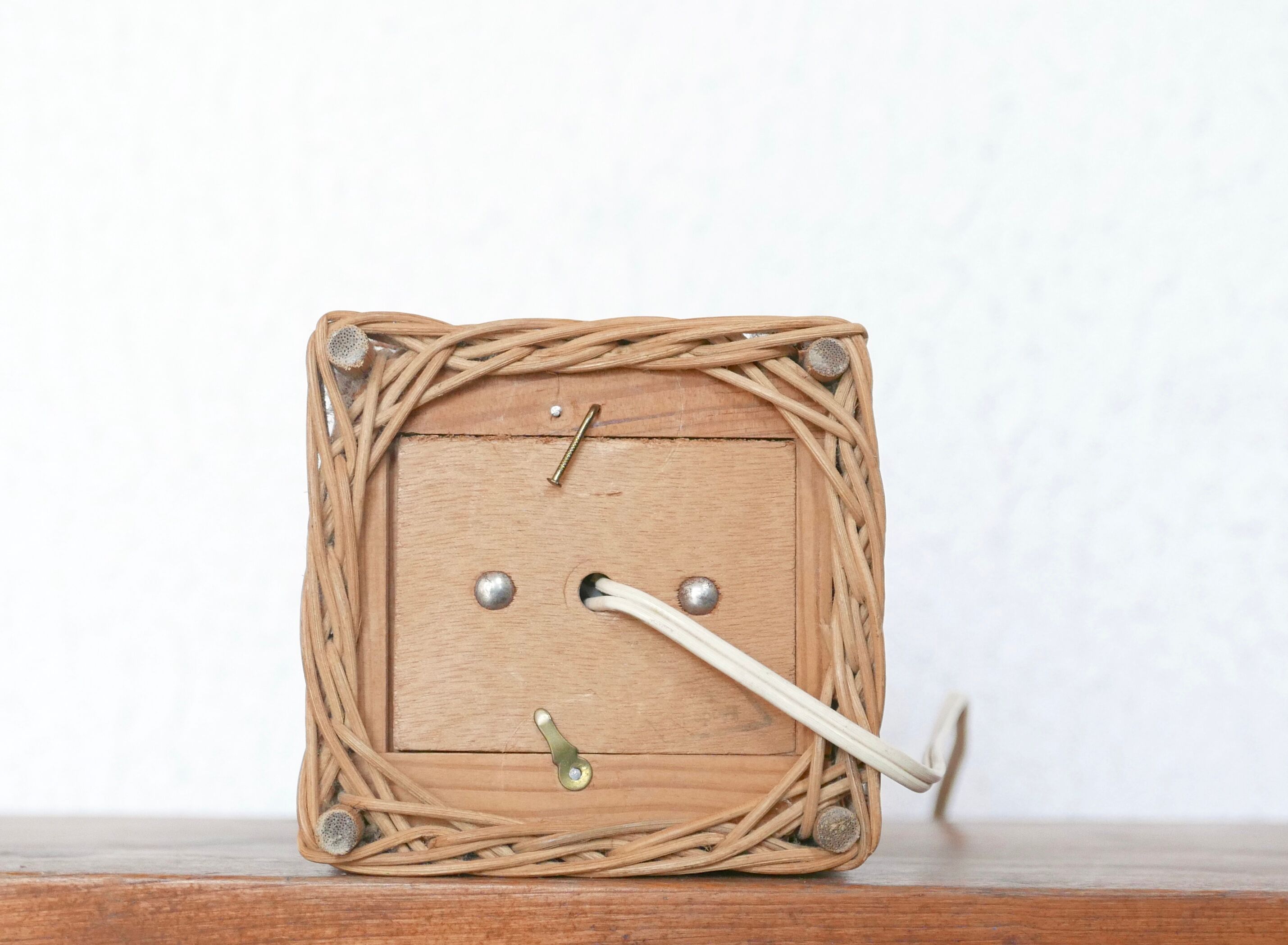 Wicker lamp and amber glass, 70s