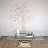 Wrought iron and glass coffee table