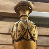 Golden wooden chandelier with crystal pendants from the 19th century.