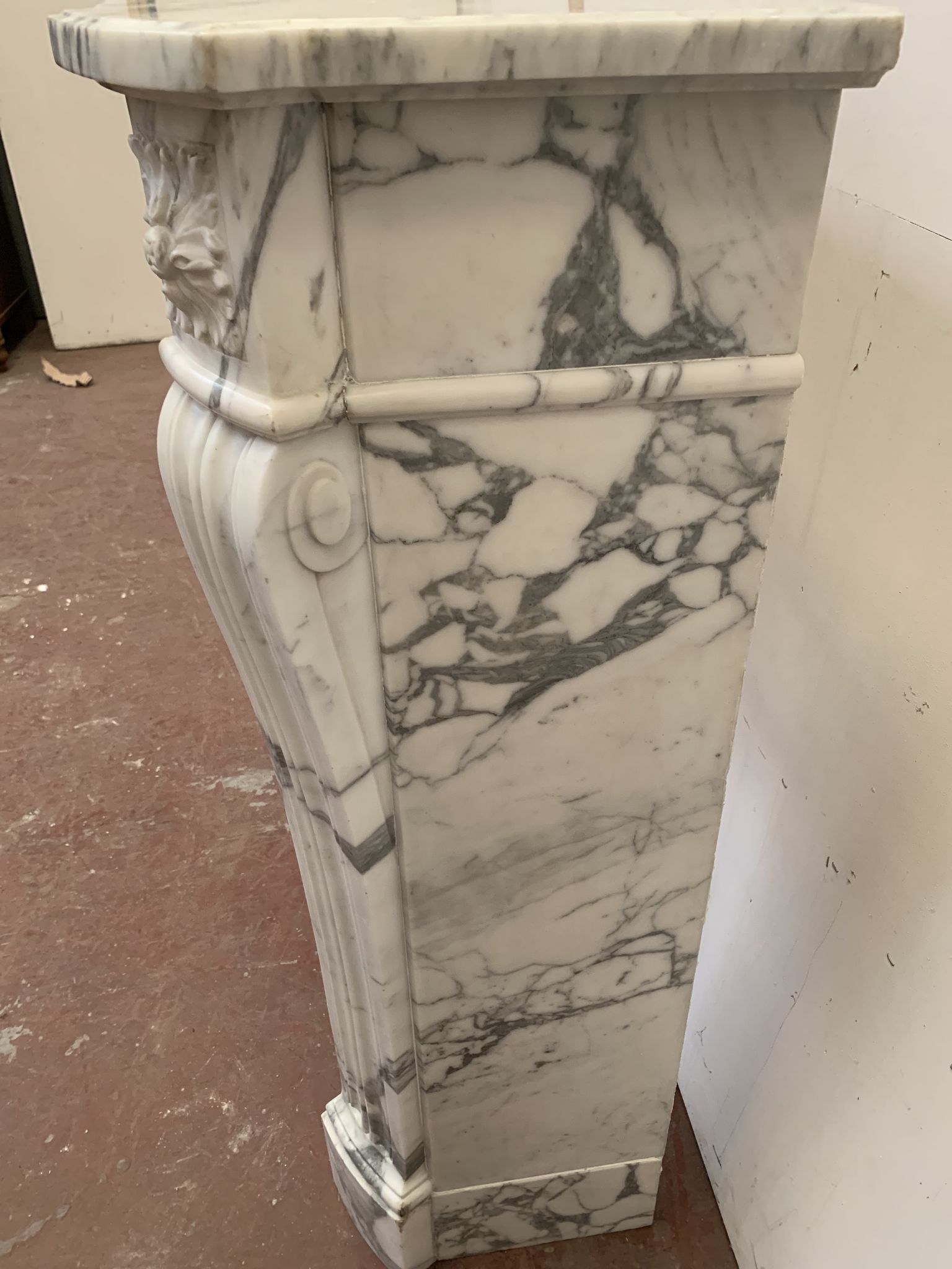 Louis XVI style fireplace in white marble veined carrara XIXth century