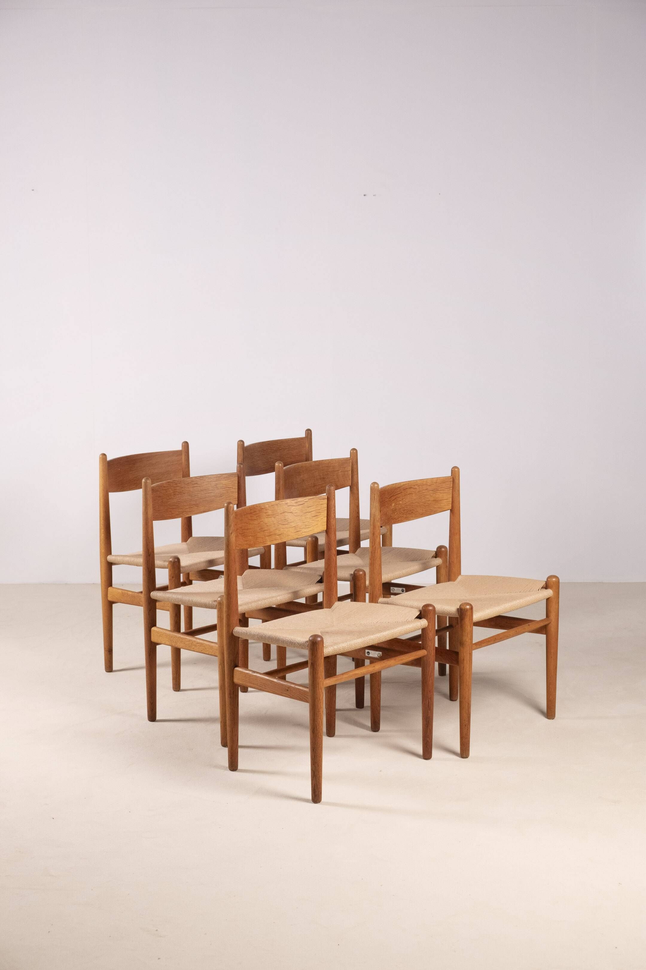 6x Hans J. Wegner Dining Chair CH36 in Oak, 1970s Denmark