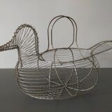 Vintage duck-shaped metal egg basket in very good condition