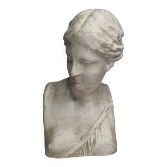 Antique goddess bust in patinated plaster, old, 27 cm