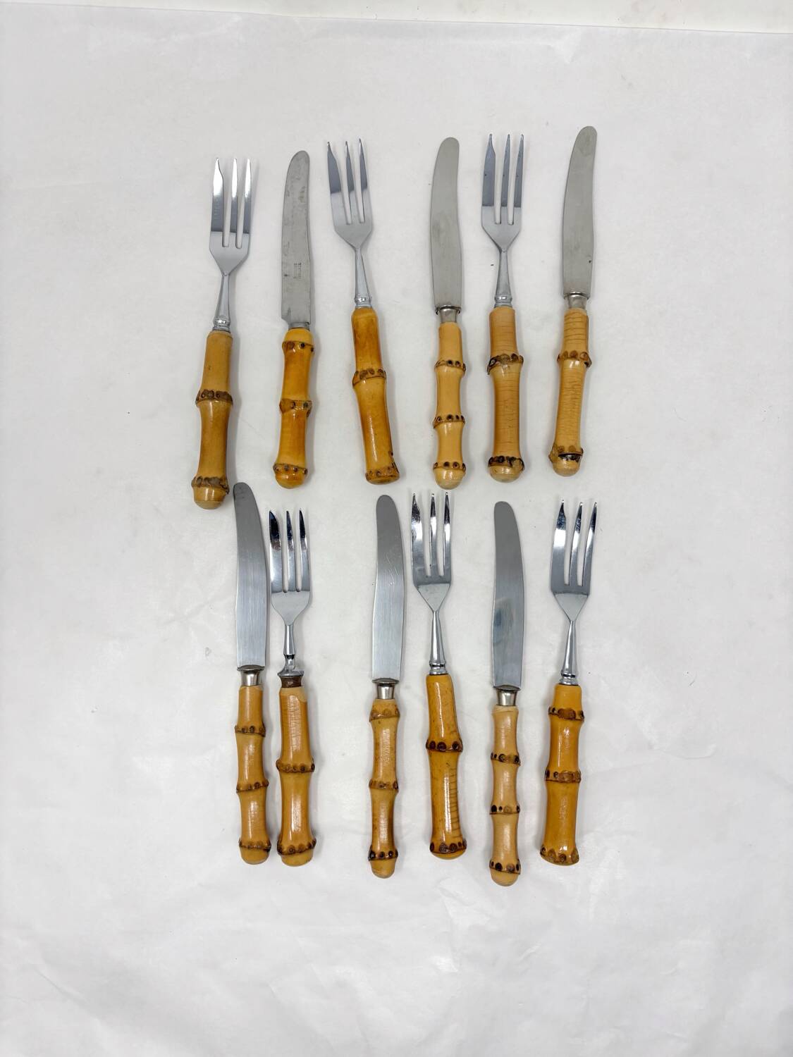 Set of 6 bamboo dessert cutlery