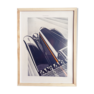 Affiche vintage années 30 -imprimé publicitaire - panhard automobile - 30x40cm - avec cadre