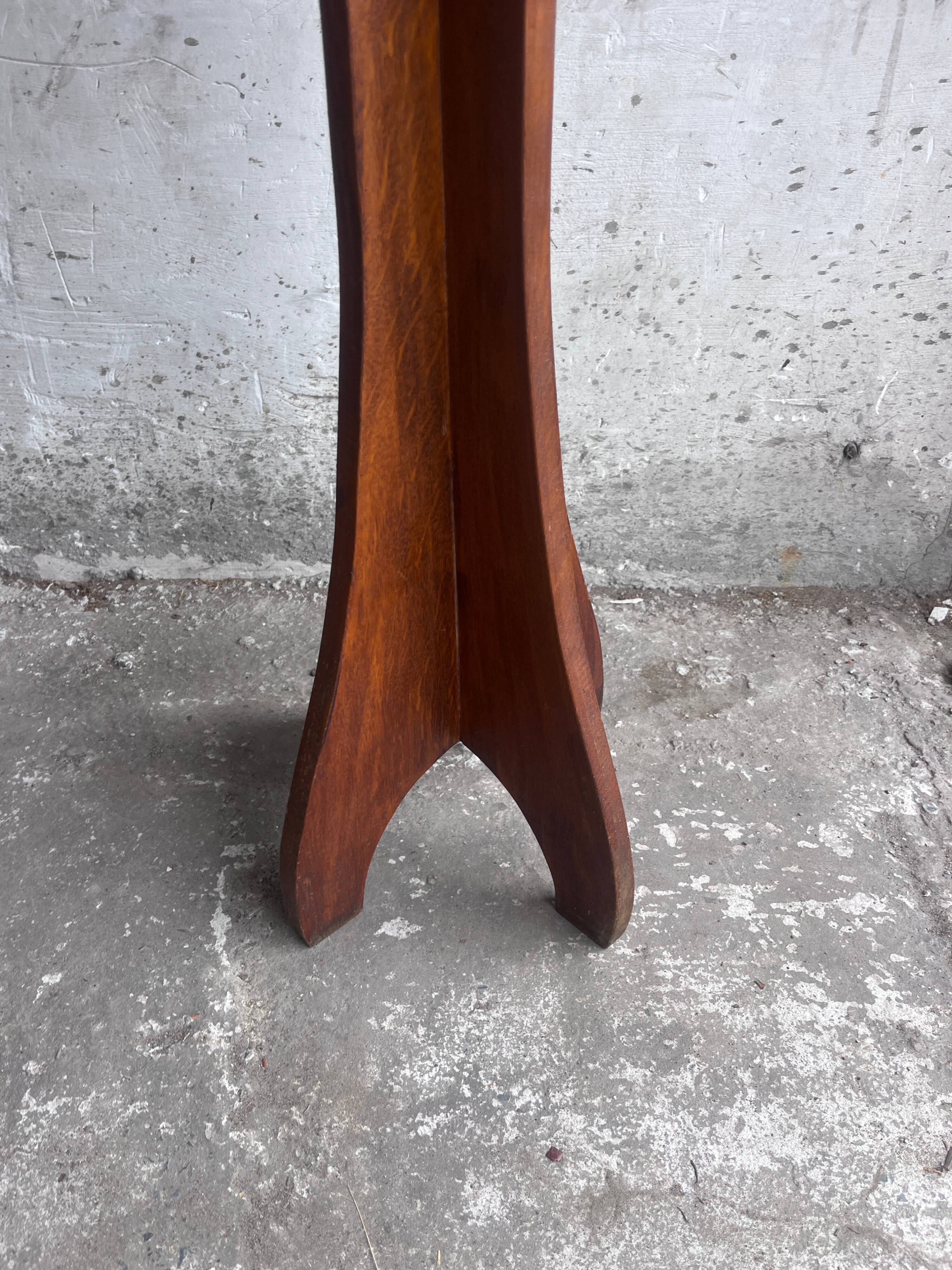 Pair of pedestal stools in wood Arts & Crafts, France, circa 1920