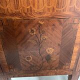 Louis XVI chest of drawers in wood veneer marquetry, 20th century